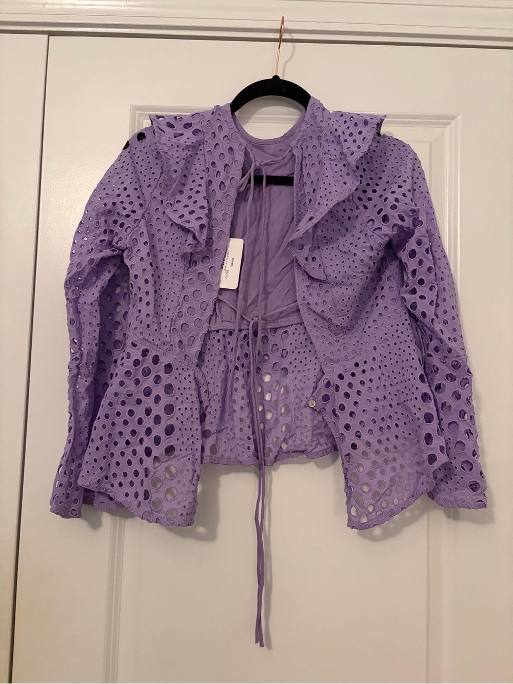 Lavender Eyelet Ruffle Jacket - Women